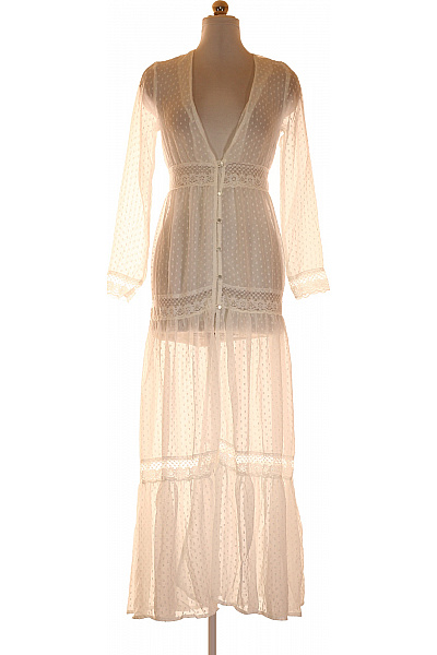boohoo Bílé boho maxi šaty s dlouhým rukávem propínací krajkové | boohoo | obrázek 2