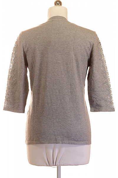 OVANTI GLOW Šedá úpletová halenka s 3/4 rukávem a krajkou Velikost 42 | OVANTI GLOW | obrázek 3