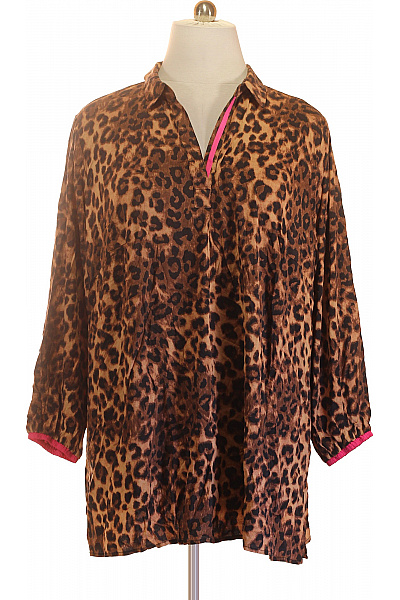 curvy me Hnědá dámská halenka s leopardím vzorem a límečkem Vel. 50 | curvy me | obrázek 2