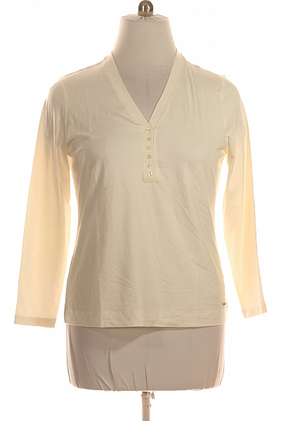 THOM By Thomas Rath Dámské Tričko S Dlouhým Rukávem Béžové Jednobarevné Basic Henley Velikost 44