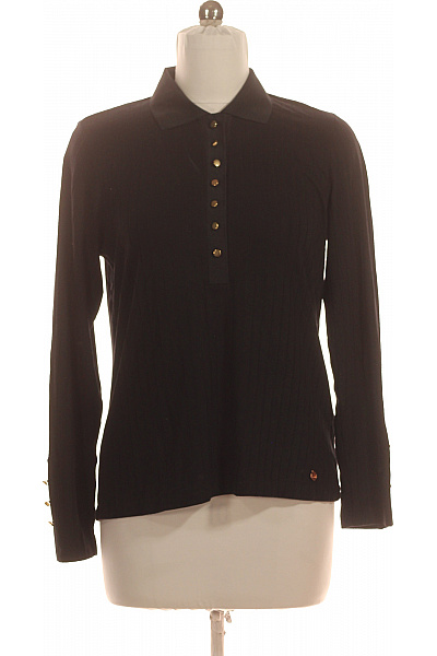Marcel By Ostertag Černé Dámské Polo S Dlouhým Rukávem A Knoflíky Vel. 40
