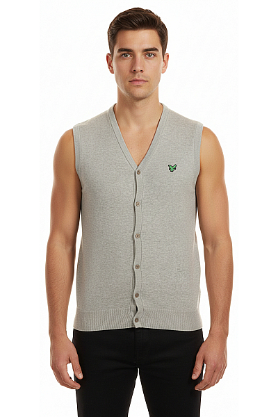 Pánská Vesta Pletená Šedá Lyle & Scott Vel. S