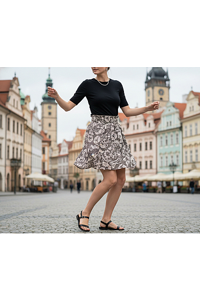 Topshop  Sukně áčková Černobílá Second Hand Vel. 40