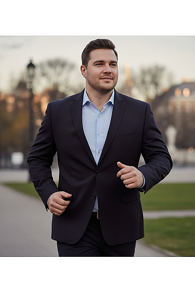 Esprit Společenské Pánské Sako Vlněné Modré