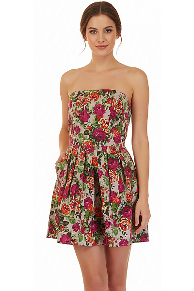 Topshop  Šaty S Květinovým Potiskem Barevné Second Hand Vel.  38