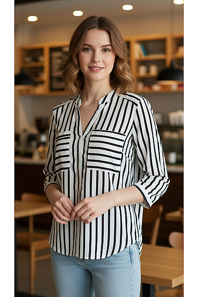 Halenka Černobílá VERO MODA Vel. XS