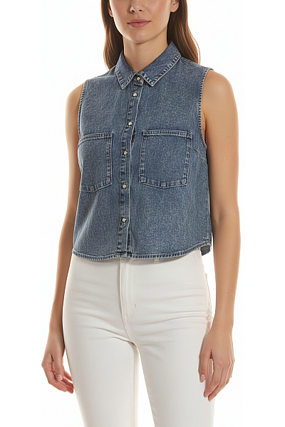Bershka Dámské Top Modrý Second Hand Vel.  M