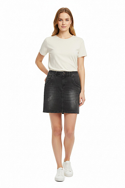 Džínová  Sukně Černá Ichi Vel. 36