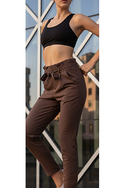VERO MODA Dámské Kalhoty S Vysokým Sedem Zelené
