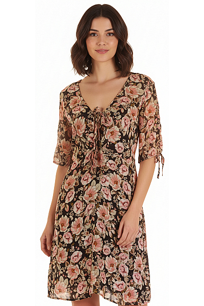 Topshop  Šaty S Květinovým Potiskem Růžové Second Hand Vel. 40