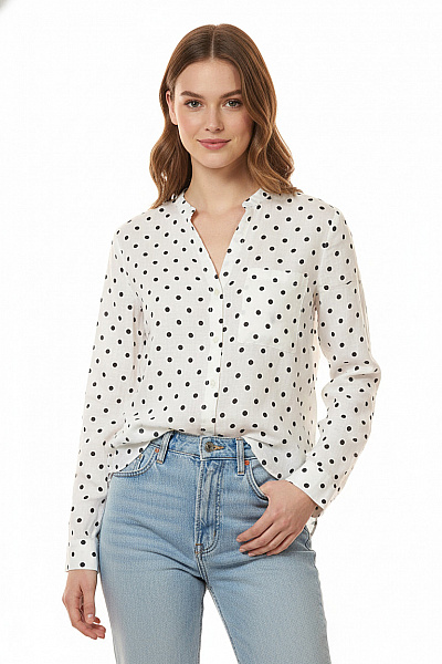 ZARA Vzorovaná Dámská Košile Lněná Bílá Vel.  XS