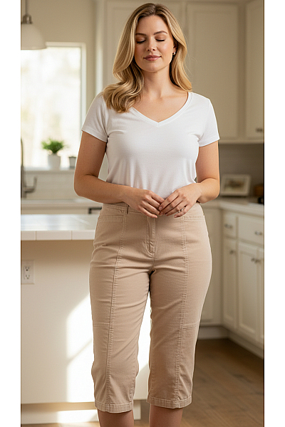 GERRY WEBER Dámské 3/4 Kalhoty Béžové