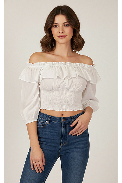 Dámské Top Bílý ZARA Second Hand Vel.  M