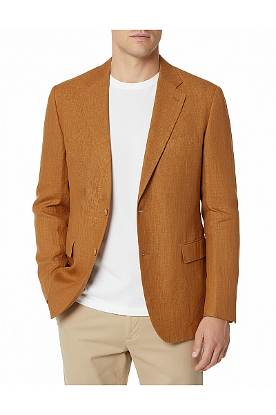 PIERRE CARDIN Pánské Sako Lněné Oranžové Vel. 31