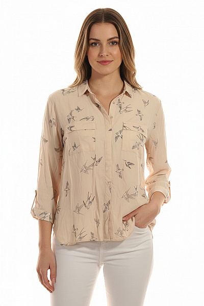 Vzorovaná Dámská Košile Růžová ZARA Second Hand Vel. L