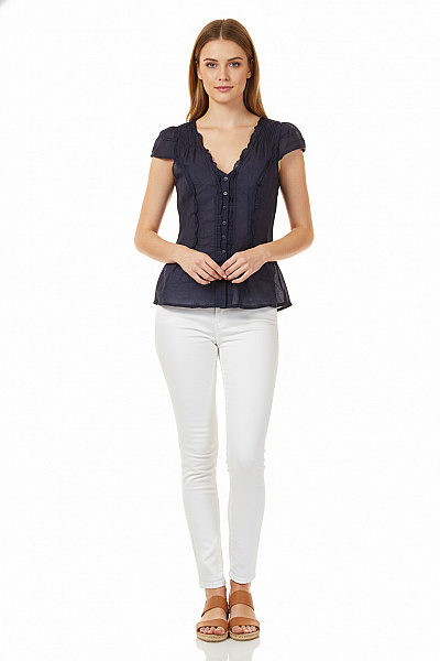 Letní Dámská Košile Modrá Warehouse Second Hand Vel. 36