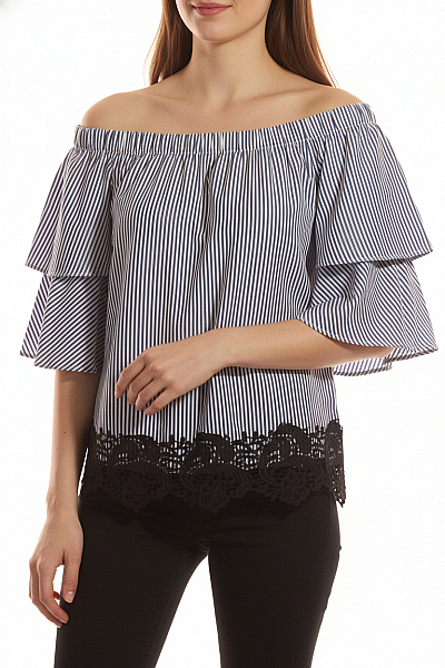 ZARA Vzorovaná  Halenka Modrá Second Hand Vel. M