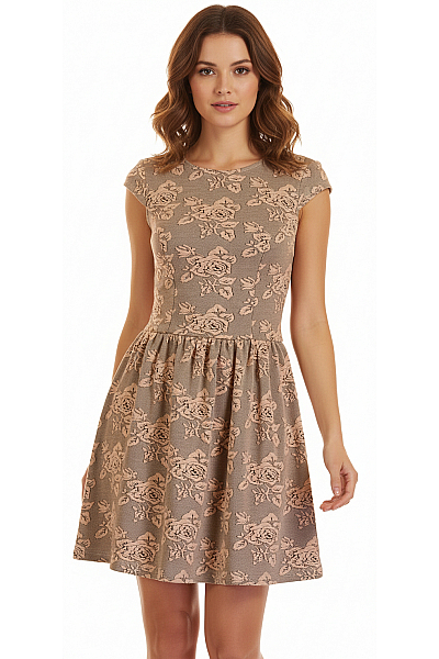 Topshop  Šaty S Květinovým Potiskem Béžové Second Hand Vel. 34