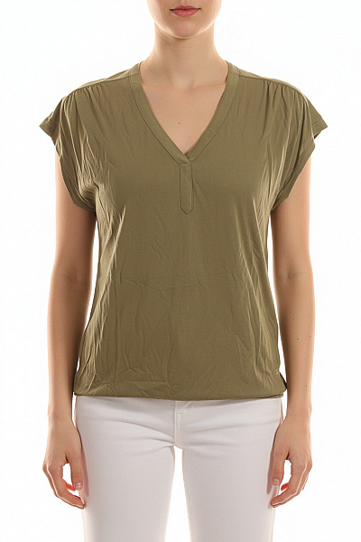 BETTY BARCLAY Jednoduché Dámské Tričko S Krátkým Rukávem Polyesterové Zelené