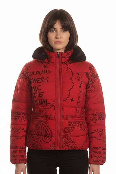 DESIGUAL Dámská Bunda Červená Outlet Vel. 44