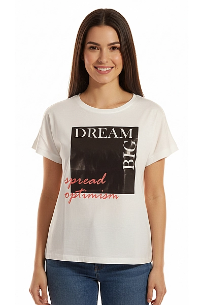 Dámské Tričko S Potiskem Bavlněné Bílé Cartoon