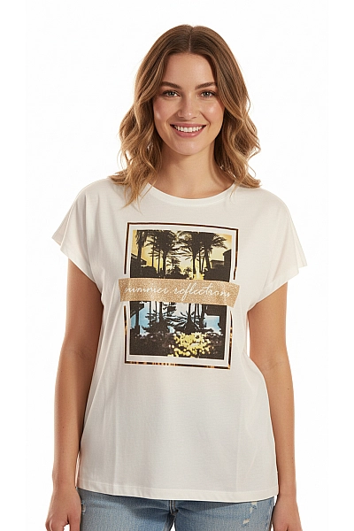 Dámské Tričko S Potiskem Bavlněné Bílé Cartoon