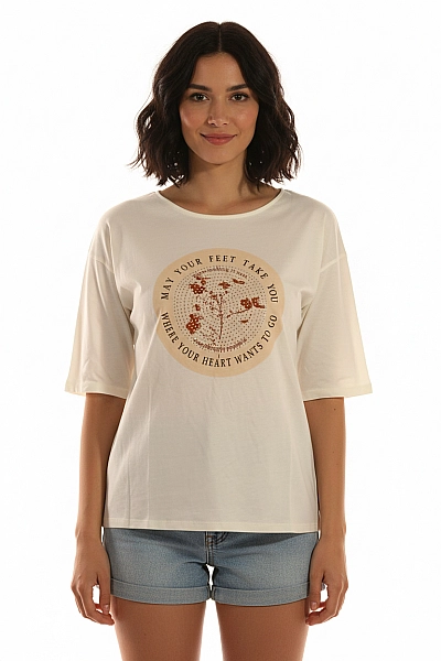 Dámské Tričko S Potiskem Bavlněné Bílé Cartoon