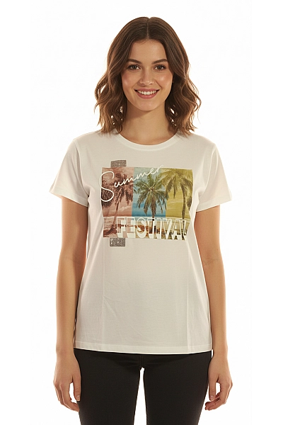 Cartoon Dámské Tričko S Potiskem Bavlněné Bílé