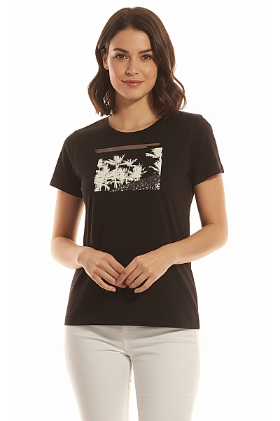 Dámské Tričko S Potiskem Černé Cartoon Outlet