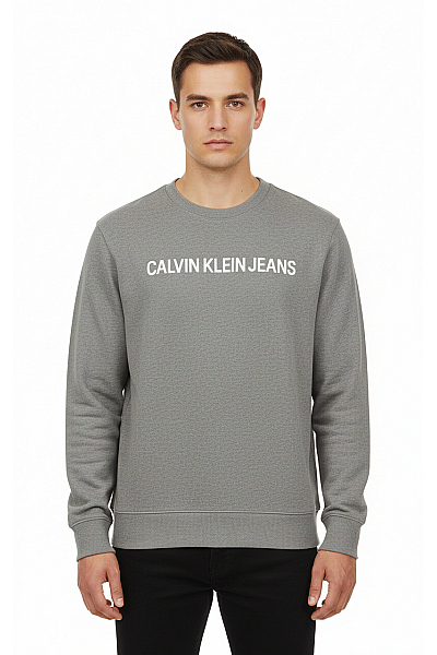 Pánská Mikina Bez Zapínání Šedá Calvin Klein Vel. L