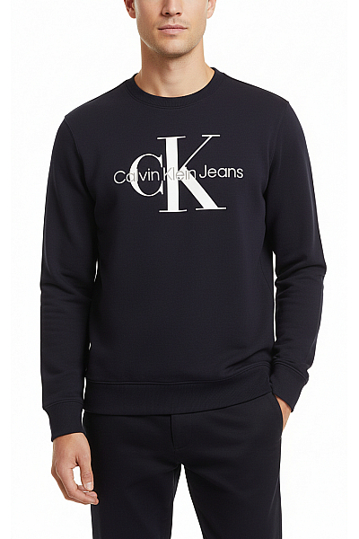 Calvin Klein Pánská Mikina Bez Zapínání Bavlněná Modrá