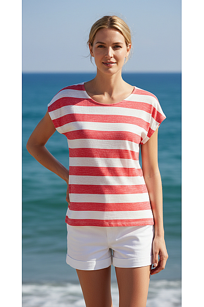 Dámské Tričko S Potiskem Červené VERO MODA Second Hand Vel.  XS