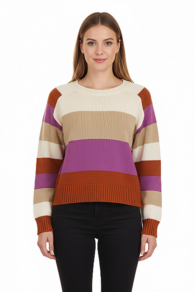 Oui Svetr Se Vzorem Bavlněný Barevný Outlet