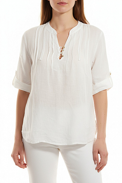  Halenka Jednobarevná Lněná Bílá