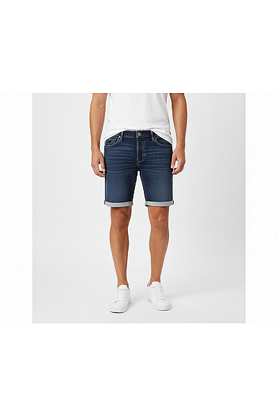 JACK & JONES Riflové Pánské Kraťasy Polyesterové Modré