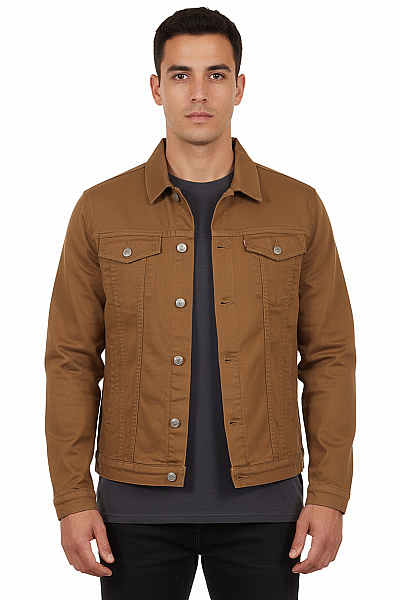 Džínová Pánská Bunda Elastenová Hnědá JACK & JONES