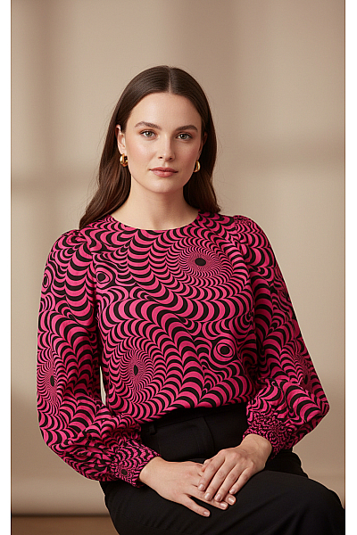 Vzorovaná  Halenka Růžová DESIGUAL Vel. XL