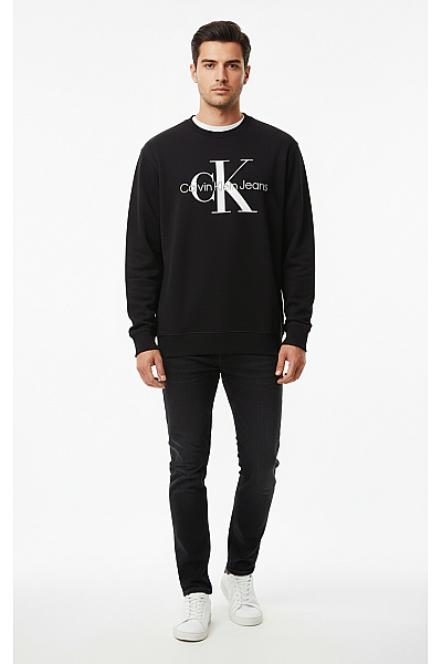 Calvin Klein Pánská Mikina Bez Kapuce Zapínání Bavlněná Černá