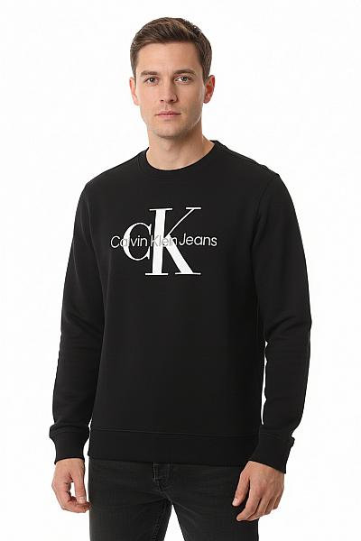 Pánská Mikina Bez Kapuce Zapínání Bavlněná Černá Calvin Klein