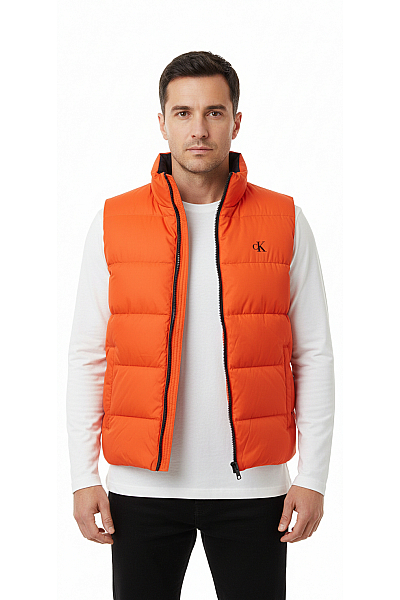 Calvin Klein Zimní Pánská Vesta Oranžová Outlet Vel. M