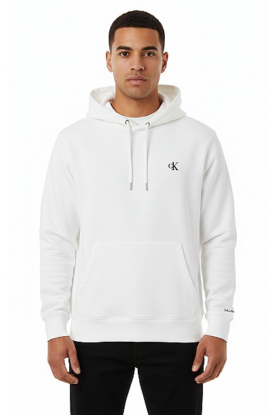 Pánská Mikina S Kapucí Bez Zapínání Polyesterová Bílá Calvin Klein