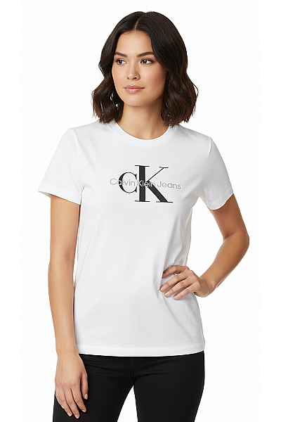 Calvin Klein Dámské Tričko S Potiskem Bavlněné Bílé
