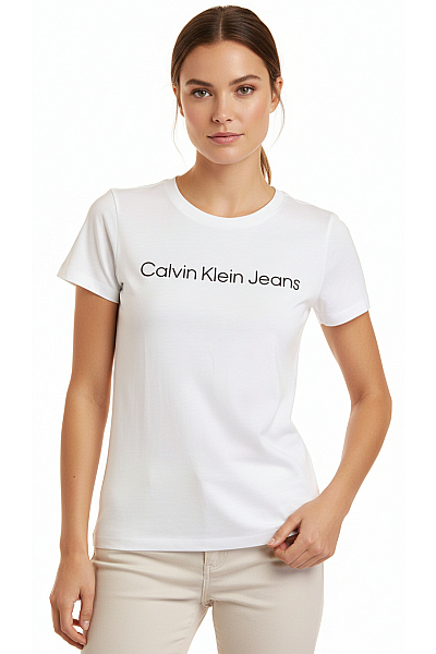 Dámské Tričko S Potiskem Bavlněné Bílé Calvin Klein