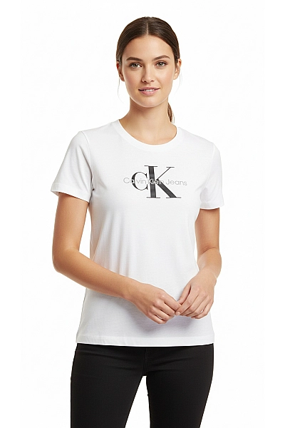Dámské Tričko S Potiskem Bavlněné Bílé Calvin Klein