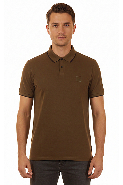 Pánské Tričko S Límečkem Khaki Hugo Boss Vel. XXL