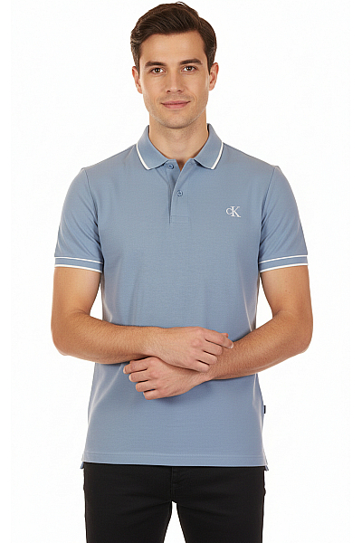 Calvin Klein Pánské Tričko S Límečkem Modré Outlet Vel. S