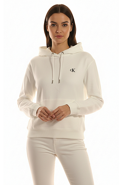 Calvin Klein Dámská Mikina S Kapucí Bez Zapínání Polyesterová Bílá