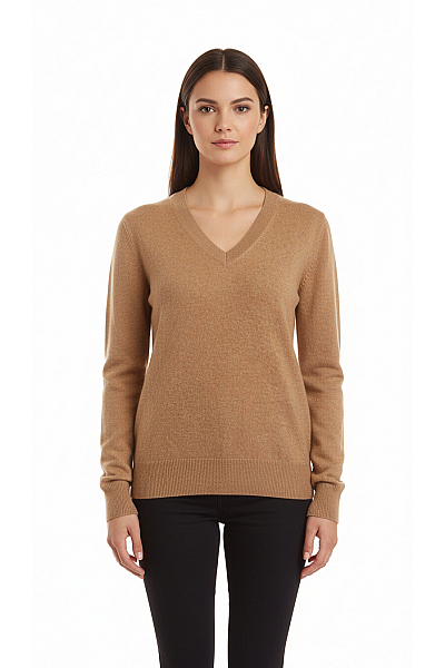 Dámský Pulovr Kašmírový Hnědý Cashmere Vel. XL