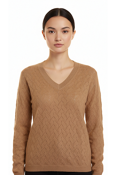 Dámský Svetr Kašmírový Hnědý PERFECT CASHMERE Vel. 38