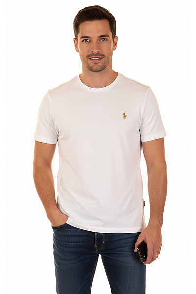 Ralph Lauren Pánské Tričko Bílé Second Hand Vel. M